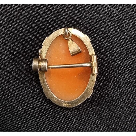 Antique Victorian Shell Cameo White Lady Brooch Pendant - Picture 5 of 5